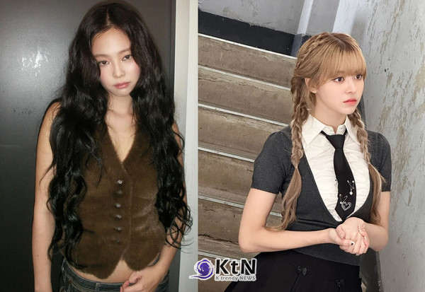 [뷰티 트렌드] 로제·윈터·임영웅·뷔의 베이비 펌...‘ 보호시크’ 열풍 속 올 가을 헤어 트렌드 사진=2024 11.09 굵직한 히피 펌 헤어 스타일의 블랙핑크 제니, 화사한 금발에 양 갈래 브레이드 헤어 스타일의 엔믹스 릴리,  인스타그램 갈무리 / K trendy NEWS DB ⓒ케이 트렌디뉴스 무단전재 및 수집, 재배포금지