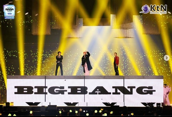 "'노란 불빛' 덕분에 금의환향" 지드래곤, 빅뱅 완전체 무대로 '2024 마마 어워즈' 장악 {종합] 사진=2024 11.23  마마어워즈 엠넷 갈무리  / 편집  K trendy NEWS DB ⓒ케이 트렌디뉴스 무단전재 및 수집, 재배포금지