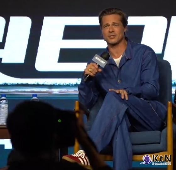 불릿트레인 프레스 컨퍼런스에 참석한 브래드 피트/사진=K trendy NEWS DB ⓒ케이 트렌디뉴스 무단전재 및 수집, 재배포금지