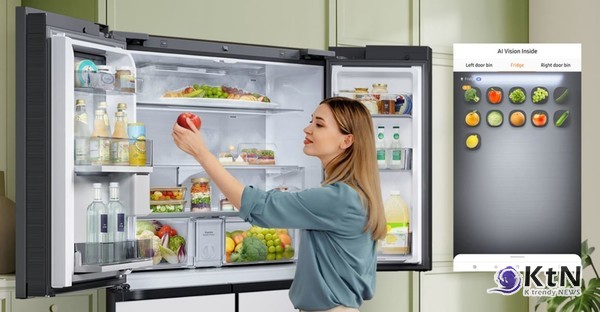 '비스포크 AI 패밀리허브'의 'AI 비전 인사이드'는 냉장고 내부에 탑재된 카메라를 통해 식재료를 자동으로 인식하고 푸드 리스트를 업데이트한다./사진= 삼성전자, K trendy NEWS DB ⓒ케이 트렌디뉴스 무단전재 및 수집, 재배포금지