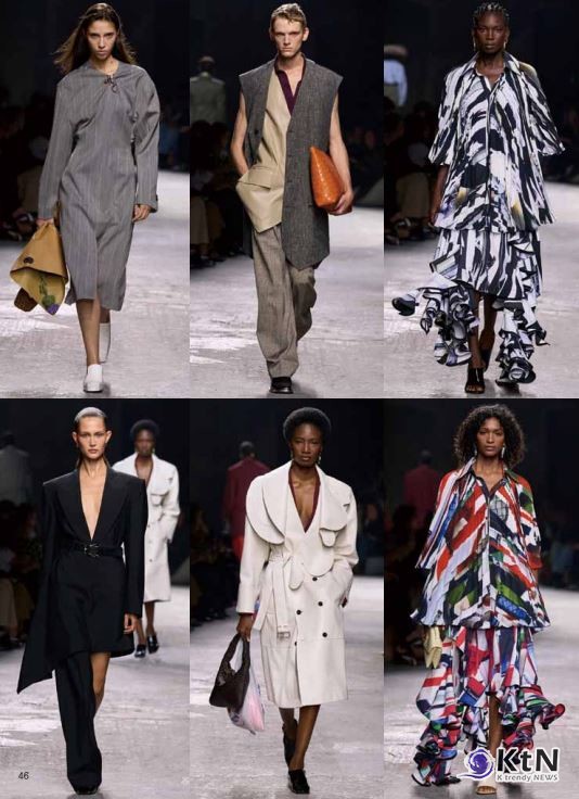 보테가 베네타는 이번 시즌 정교한 테일러링과 자연스러운 실루엣을 대비시키며, 럭셔리의 개념을 새로운 방식으로 정의했다.  사진=예림출판사(Yelim Publishing),  K trendy NEWS DB ⓒ케이 트렌디뉴스 무단전재 및 수집, 재배포금지