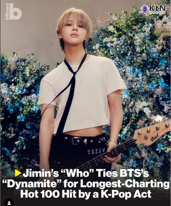  BTS 지민, 32주째 빌보드 ‘핫 100’…K팝 솔로 최장 기록 경신 사진=2025 03.13  빌보드 인스타그램 갈무리 K trendy NEWS DB ⓒ케이 트렌디뉴스 무단전재 및 수집, 재배포금지