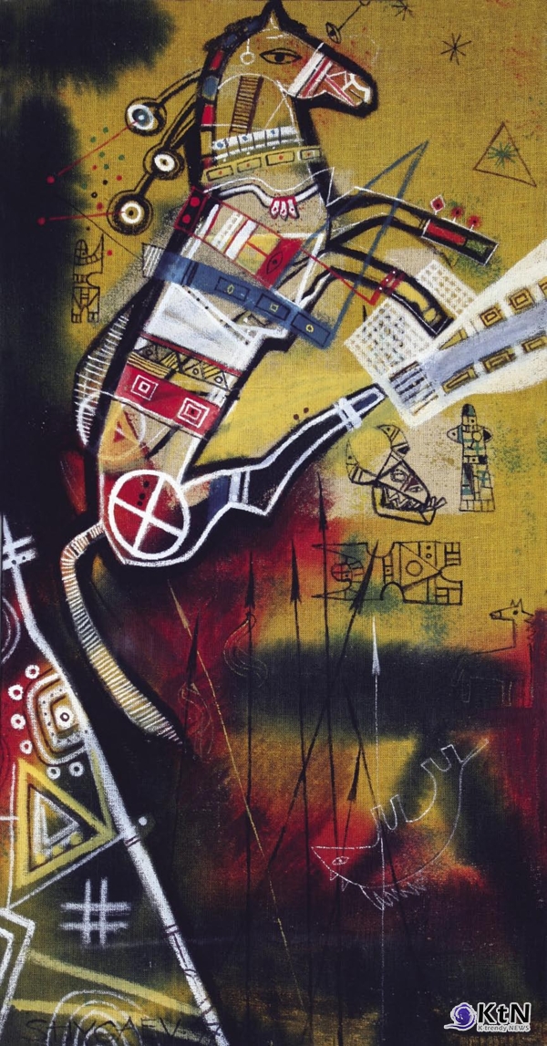 Солнечный конь1997. Холст, акрил. 200х100. Собственность автораSunny Horse1997. Canvas, acrylic. 200x100.The Property of the artist.  [갤러리 A]  사진=K trendy NEWS DB ⓒ케이 트렌디뉴스 무단전재 및 수집, 재배포금지