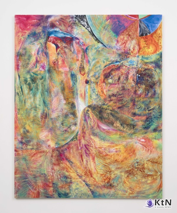 Lucy Bull, 18:37, 2022, Oil on linen, 214×172.7×4.1cm. Courtesy of David Kordansky Gallery. Photograph © Jeff McLane