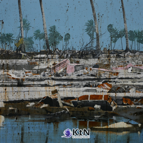 안경수, 야자수 모뉴먼트, 150x150cm, 캔버스에 아크릴, 2024는 교외적 풍경을 통해 도시의 경계, 감성의 회화를 탐색하며 회화적 언어의 외연을 확장한다./사진=주홍콩한국문화원,  K trendy NEWS DB ⓒ케이 트렌디뉴스 무단전재 및 수집, 재배포금지