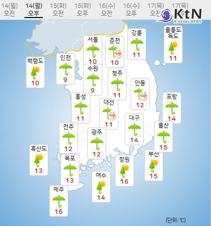 "벚꽃 위에 싸락눈·우박, 4월 중순 날씨 대혼돈…원인 무엇?" 사진=2025 04.14 기상청   K trendy NEWS DB ⓒ케이 트렌디뉴스 무단전재 및 수집, 재배포금지 