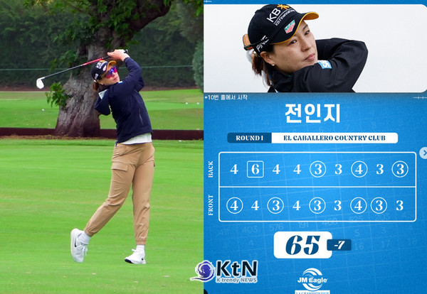 18일(한국시간) 미국 캘리포니아주 로스앤젤레스 엘 카바예로 컨트리클럽에서 열린 LPGA 투어 JM 이글 LA 챔피언십 1라운드에서 전인지는 버디 8개, 보기 1개로 7언더파 65타를 기록하며 공동 4위에 올랐다.  사진=2025 04.18  LPGA  인스타그램 갈무리 K trendy NEWS DB ⓒ케이 트렌디뉴스 무단전재 및 수집, 재배포금지