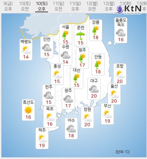 [오늘 날씨] 전국 흐리고 곳곳에 비… 강풍과 기온 하락에 외출 시 주의 필요  사진=2025 05.10  기상청 K trendy NEWS DB ⓒ케이 트렌디뉴스 무단전재 및 수집, 재배포금지