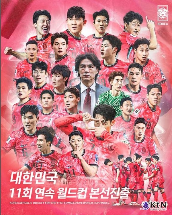  전진우–이강인–오현규–이재성 골폭발…홍명보호,16년 만의 무패 본선 진출 [종합]  사진=2025 06.10 축구대표팀 인스타그램 갈무리 K trendy NEWS DB ⓒ케이 트렌디뉴스 무단전재 및 수집, 재배포금지 