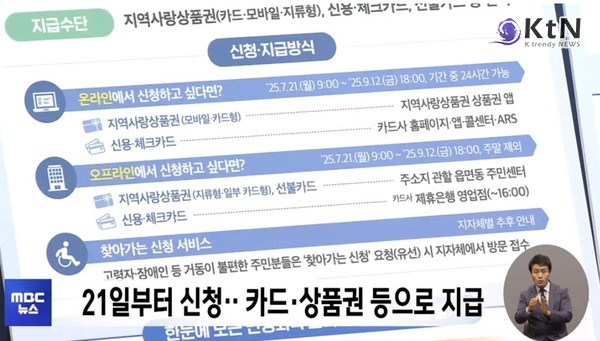 1인당 최대 55만원 민생회복 소비쿠폰, 21일부터...신청 방법은?  사진=2025 07.05 mbc 영상 갈무리  K trendy NEWS DB ⓒ케이 트렌디뉴스 무단전재 및 수집, 재배포금지