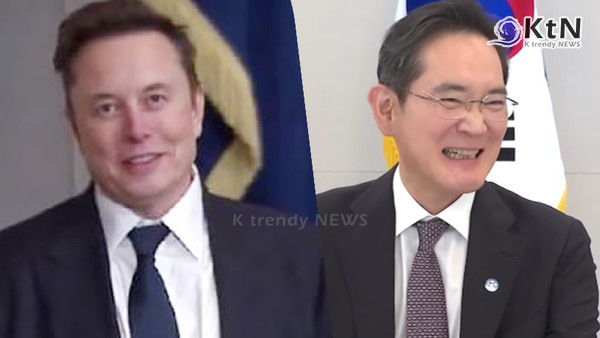 “내가 직접 했다” 머스크, 삼성과 23조 AI칩 계약 공개  사진=2025 07.28 머스크 트럼프 백악관 영상 갈무리/ 이재용회장 이재명 대통령과 만난 영상 갈무리  K trendy NEWS DB ⓒ케이 트렌디뉴스 무단전재 및 수집, 재배포금지