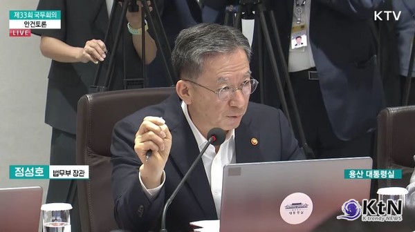 이재명 “산재 줄지 않으면 직 걸어라” — 생중계 국무회의에서 산업안전 근본개편 촉구  사진=2025 07.29  KTV  영상 갈무리 K trendy NEWS DB ⓒ케이 트렌디뉴스 무단전재 및 수집, 재배포금지