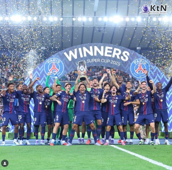 이강인, PSG UEFA 슈퍼컵 우승 견인…토트넘 울린 한국인 최초 골+승부차기 성공 ‘겹경사   사진=2025 08.14  @psg,  인스타그램 갈무리 K trendy NEWS DB ⓒ케이 트렌디뉴스 무단전재 및 수집, 재배포금지