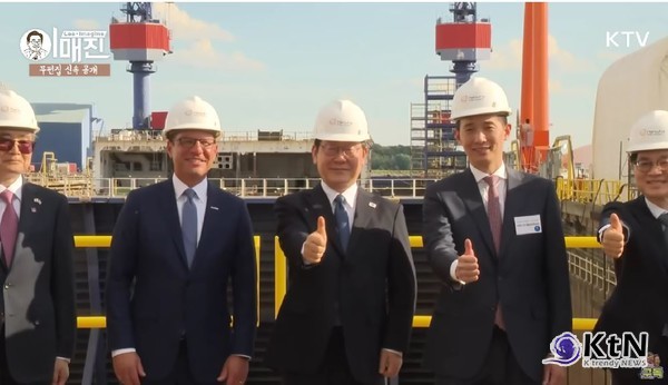 "마스가의 기적 빚어냅시다" 이재명 대통령, 필리조선소에서 강조한 미래  사진=2025 08.27  ktv  영상 갈무리 K trendy NEWS DB ⓒ케이 트렌디뉴스 무단전재 및 수집, 재배포금지