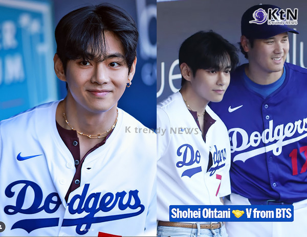 방탄소년단(BTS) 뷔와 메이저리그 최고의 스타 오타니 쇼헤이가 LA 다저스타디움에서 만났다. 뷔는 25일(현지시간) LA 다저스와 신시내티 레즈 경기의 시구자로 나서기 전, 흰색 다저스 유니폼 상의와 청바지를 입고 등장해 오타니와 따뜻한 포옹을 나누며 기념 촬영을 했다. 두 슈퍼스타의 만남은 현장을 찾은 팬들과 언론의 뜨거운 관심을 모았다.