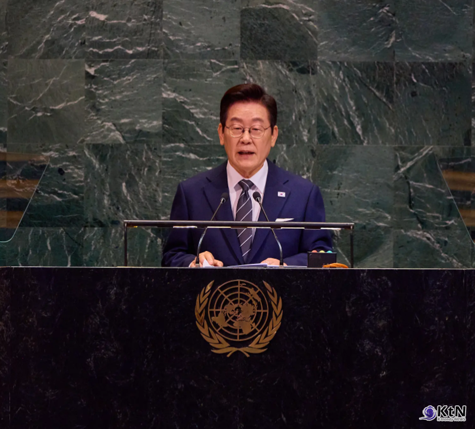 이재명 대통령 제80차 유엔총회 기조연설. 사진=KTV 이매진, K trendy NEWS DB ⓒ케이 트렌디뉴스 무단전재 및 수집, 재배포금지