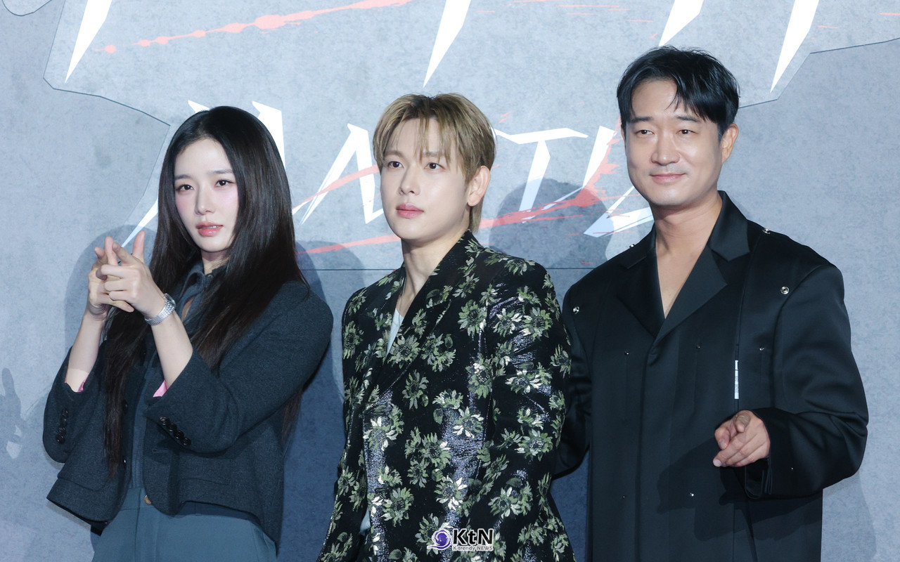 배우 임시완, 박규영, 조우진이 넷플릭스 영화 '사마귀' 제작보고회에 참석해 포즈를 취하고 있다. / 사진=K trendy NEWS DB ⓒ케이 트렌디뉴스 무단전재 및 수집, 재배포금지.