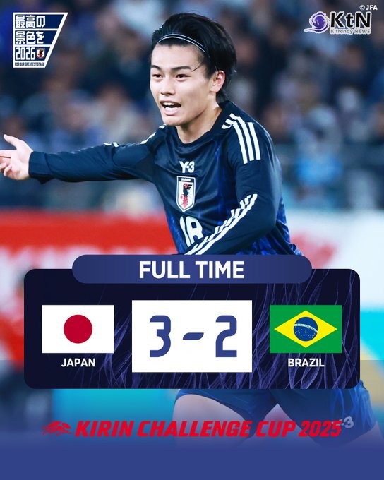 파라과이 꺾은 한국 vs 브라질 잡은 일본… 아시아 축구, 길이 달랐다 [리포트]  사진=2025 10.15  @jfa_samuraiblue  K trendy NEWS DB ⓒ케이 트렌디뉴스 무단전재 및 수집, 재배포금지