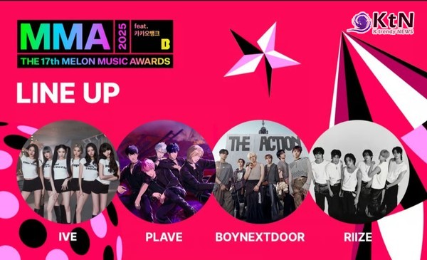 카카오엔터테인먼트의 뮤직플랫폼 멜론(Melon)은 오는 12월 20일(토) 서울 고척스카이돔에서 열리는 'The 17th Melon Music Awards, MMA2025(2025 멜론뮤직어워드, MMA2025)'의 첫 라인업으로 아이브(IVE), 플레이브(PLAVE), 보이넥스트도어(BOYNEXTDOOR), 라이즈(RIIZE)를 발표했다. 라이즈, 뉴욕 엠파이어 스테이트 빌딩 점등식 참석…“꿈이 더 또렷해졌다” 사진=2025 10.30  (MMA2025)   K trendy NEWS DB ⓒ케이 트렌디뉴스 무단전재 및 수집, 재배포금지