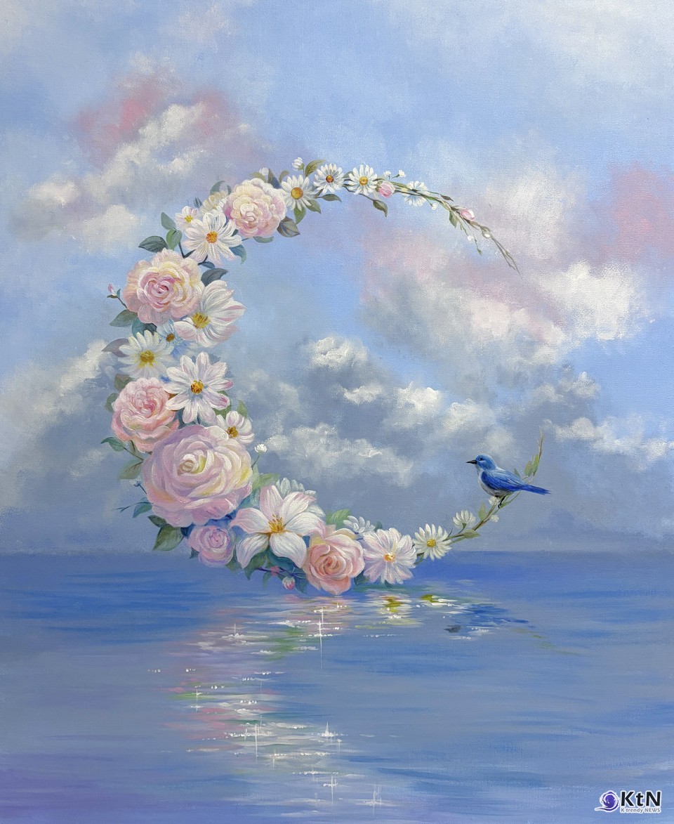 희망꽃달/ Artist 장미현(ChangMihyun) / 60.6x72.1cm /아크릴(Acrylic on Canvas 2025 사진=뤄니갤러, K trendy NEWS DB ⓒ케이 트렌디뉴스 무단전재 및 수집, 재배포금지