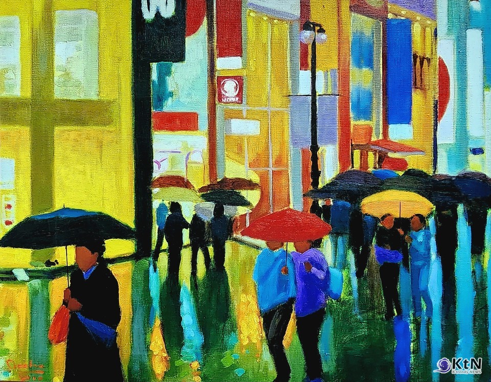 비 오는 날-명동 블루스_180.0×142.0cm_Oil on Canvas_2010. 권대하 작가. 사진=K trendy NEWS DB ⓒ케이 트렌디뉴스 무단전재 및 수집, 재배포금지