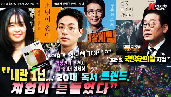 정치·사회가 독서 트렌드까지 흔들었다… 2025 베스트셀러 분석 [리포트]   사진=2025 12.03   한강의 『소년이 온다』유시민 『청춘의 독서』, 이재명 대통령의 『결국 국민이 합니다』 K trendy NEWS DB ⓒ케이 트렌디뉴스 무단전재 및 수집, 재배포금지