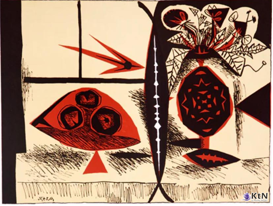 Picasso / 피카소 Composition au Vase des Fleurs (꽃병이있는구성). 사진=에스티에스그룹 & 꾸바아트센터, K trendy NEWS DB ⓒ케이 트렌디뉴스 무단전재 및 수집, 재배포금지