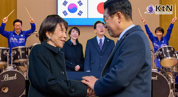 이재명 대통령과 다카이치 사나에 총리와 1박 2일 한일 셔틀외교 ...박자는 조금 달라도 리듬 맞추려는 마음은 같았던 드럼 합주 친교·한일 교류  / 한일 정상 외교, 한일교류 유적 '호류지' 방문,  재일 예술인 간담회서 김혜경 여사의 문화 가교로 외연 넓혔다  사진=2026. 01.14  KTV 이매진 / 편집  K trendy NEWS DB ⓒ케이 트렌디뉴스 무단전재 및 수집, 재배포금지