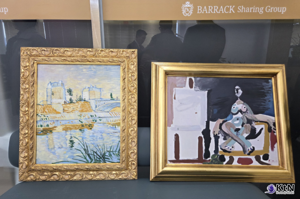 왼쪽,  Vincent Van Gogh 작품명 : The Seine with the Pont de Clichy 클리시 다리가 있는 센느강/ 오른쪽,Pablo Picasso 작품명 : Le Modeledans L'atelier 화실(아틀리에) 안의 모델.  Picasso in Daegu: Picasso & The Great Masters. 사진=K trendy NEWS DB ⓒ케이 트렌디뉴스 무단전재 및 수집, 재배포금지