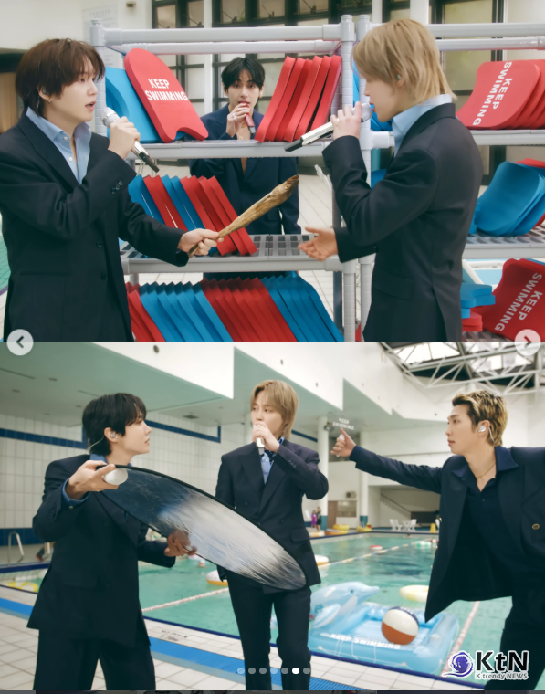  BTS (방탄소년단) 'SWIM' Live Clip II. (Swimming Pool ver.)  빌보드 차트를 휩쓴 방탄소년단 (BTS)은 유튜브 채널 ‘BANGTANTV’를 통해 ‘SWIM’ 라이브 클립 수영장 버전을 공개했다. 멤버 뷔는 개인 SNS에 "이거 엄청 재미나요"라는 메세지를 보내며 영상을 홍보 하기도 했다.  사진=2026. 04.01‘BANGTANTV’  K trendy NEWS DB ⓒ케이 트렌디뉴스 무단전재 및 수집, 재배포금지