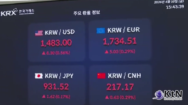 "총성 멈추나" 미·이란 협상 기대에 코스피 1.4%↑‥환율 1,482.5원 사진=2026. 04.10  연합뉴스 화면 갈무리K trendy NEWS DB ⓒ케이 트렌디뉴스 무단전재 및 수집, 재배포금지