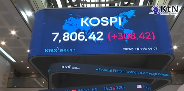 코스피 사상 첫 7800 돌파... 삼성전자·SK하이닉스 '신고가 랠리'가 만든 신세계   사진=2026. 05.11  KBS 자료화면 갈무리 K trendy NEWS DB ⓒ케이 트렌디뉴스 무단전재 및 수집, 재배포금지