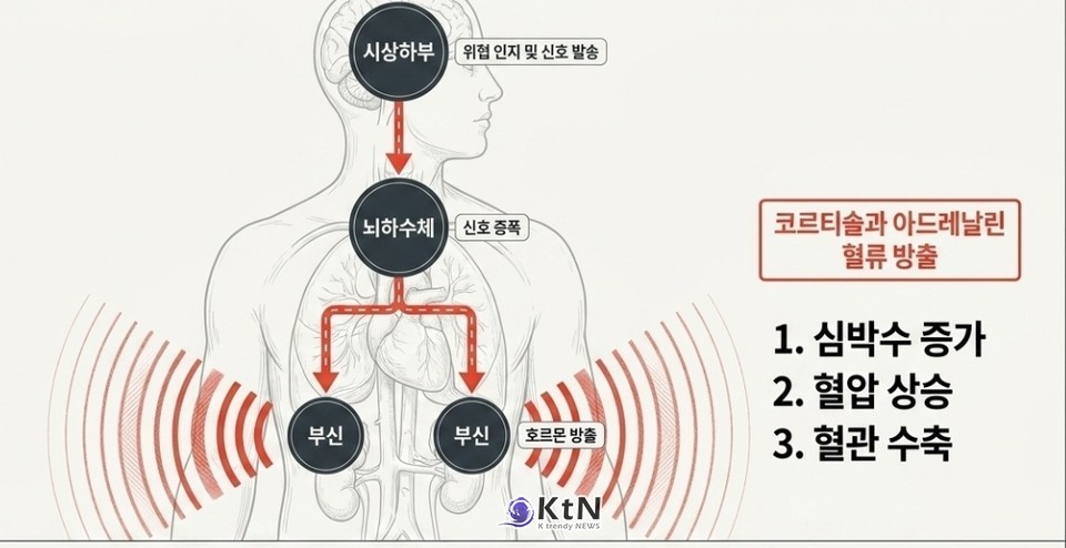 코르티솔 분비 이상은 염증 증가, 신체 기능 저하, 인지 건강 감퇴와 양의 상관관계를 가진다고 연구들이 일관되게 보고한다. /사진=AI생성, K trendy NEWS DB ⓒ케이 트렌디뉴스 무단전재 및 수집, 재배포금지