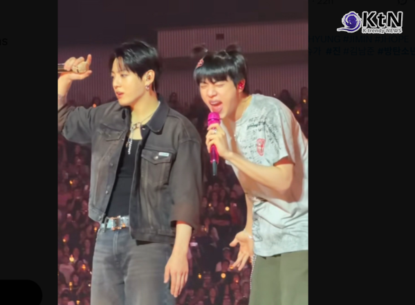 그룹 방탄소년단(BTS)의 진이 포브스코리아 선정 패션 화보가 가장 기대되는 아티스트 1위에 오른 데 이어, 라스베이거스 스타디움 콘서트에서 압도적인 라이브와 깜짝 퍼포먼스를 선보이며 글로벌 톱클래스 솔로 아티스트로서의 영향력을 증명했다.  사진=2026. 06.01   아 미 X 갈무리 K trendy NEWS DB ⓒ케이 트렌디뉴스 무단전재 및 수집, 재배포금지
