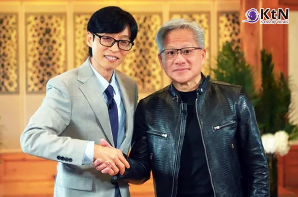 시가총액 세계 1위를 다투는 엔비디아의 수장, 젠슨 황, 예능 판도까지 뒤흔들다  엔비디아 젠슨 황 한 명에 뒤집힌 예능판…'유 퀴즈' 시청률도 화제성도 터졌다 사진=2026. 06.16   tvN 사진 갈무리  K trendy NEWS DB ⓒ케이 트렌디뉴스 무단전재 및 수집, 재배포금지