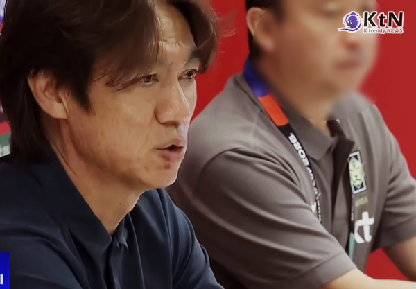 손흥민·이강인·김민재를 앞세운 한국 축구가 48개국 확대 월드컵에서도 32강 문턱을 넘지 못했고, 홍명보 감독은 모든 책임은 나에게 있다며 지휘봉을 내려놨다.    사진=2026. 06.29 방송화면 갈무리   K trendy NEWS DB ⓒ케이 트렌디뉴스 무단전재 및 수집, 재배포금지