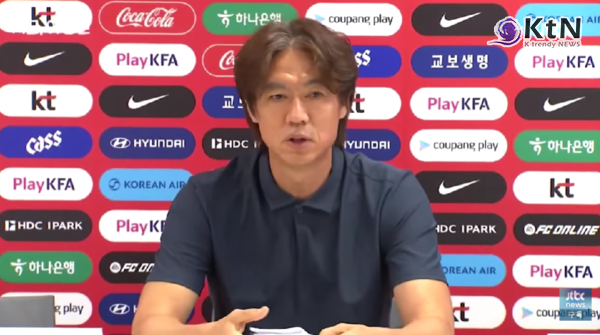 손흥민·이강인·김민재를 앞세운 한국 축구가 48개국 확대 월드컵에서도 32강 문턱을 넘지 못했고, 홍명보 감독은 모든 책임은 나에게 있다며 지휘봉을 내려놨다.    사진=2026. 06.29 방송화면 갈무리   K trendy NEWS DB ⓒ케이 트렌디뉴스 무단전재 및 수집, 재배포금지