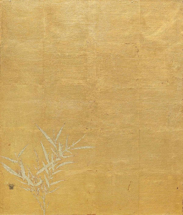 유미란_Look_45×53cm_캔버스, 석채, 금채_2025