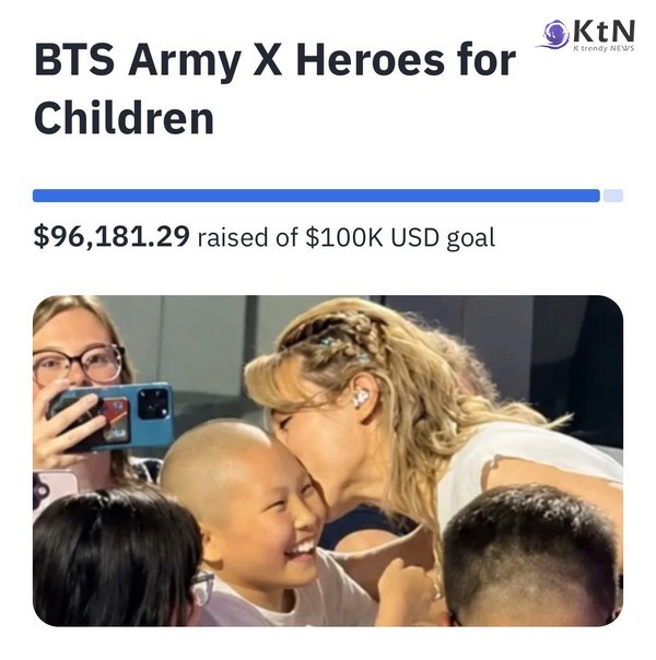 그룹 방탄소년단(BTS) 지민이 소아암 투병 중인 어린 팬 올리비아에게 건넨 선물과 포옹이 전 세계 아미(ARMY)의 기부로 이어졌다.   사진=2026. 08.26. 미국의 소아암 환아 지원단체 '히어로즈 포 칠드런(Heroes for Children·아이들을 위한 영웅들)' K trendy NEWS DB ⓒ케이 트렌디뉴스 무단전재 및 수집, 재배포금지