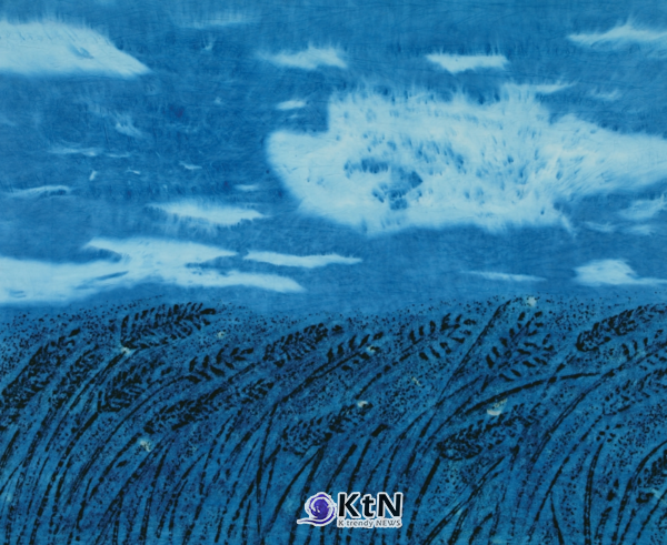 강석태, '밀밭에 구름이 분다', 장지에 탁본·채색, 132×652㎝. 사진=갤러리 재희