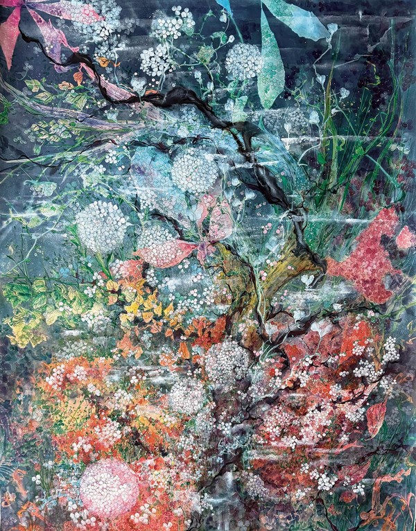 스미다-처음의 결 I. 시아노타입_Cyanotype. 수채화. Acrylic on ARCHES_Hot Pressed. 145x115cm. 2026