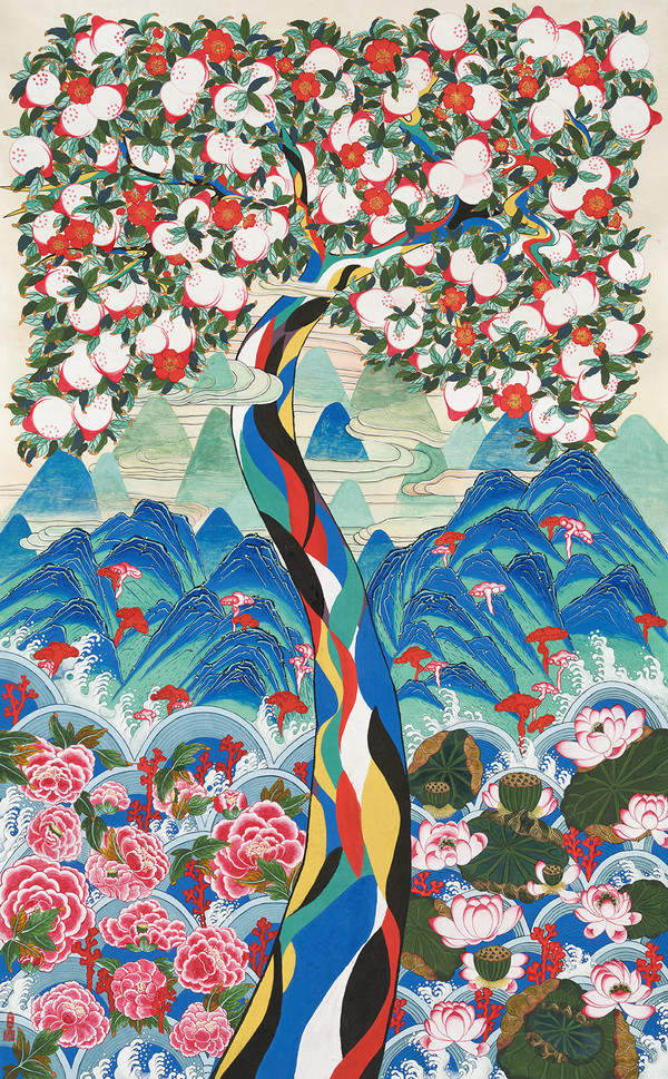 박종팔, 상상,  150×90,  한지,석채, 2026