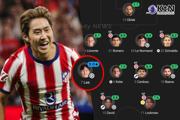 '평점 9.0+드리블 100%' 이강인, 이적 첫 풀타임에 터진 환상 2호골·경기 MVP   사진=2026. 09.17 @AtletiKR /  @kkang_inhae. sns 갈무리 K trendy NEWS DB ⓒ케이 트렌디뉴스 무단전재 및 수집, 재배포금지