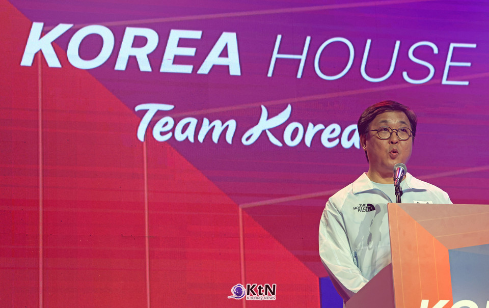최휘영 문화체육관광부 장관이 18일 일본 나고야 라이브스 나고야에 마련된 2026 아이치·나고야 아시안게임 코리아하우스 개관식에 참석해 축사를 하고 있다. /사진=K trendy NEWS DB ⓒ케이 트렌디뉴스 무단전재 및 수집, 재배포금지