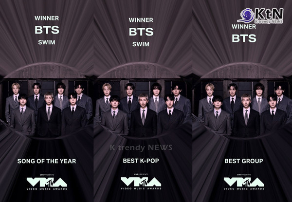 마돈나 제쳤다…방탄소년단, MTV VMAs 대상 격 '올해의 노래' 포함 3관왕  Surpassing Madonna: BTS Clinches 3 Trophies at 2026 MTV VMAs, Including Top Honor 'Song of the Year'  사진=2026. 09.28.(그룹 방탄소년단(BTS)이 미국 4대 대중음악 시상식 가운데 하나인 ‘2026 MTV 비디오 뮤직 어워즈(VMAs)’에서 대상 격인 ‘올해의 노래(Song of the Year)’를 수상하며 3관왕에 올랐다. 블랙핑크 멤버 리사 역시 주요 본상인 ‘베스트 팝(Best Pop)’ 부문을 거머쥐며 아시아 솔로 아티스트 최초의 기록을 썼다.) K trendy NEWS DB ⓒ케이 트렌디뉴스 무단전재 및 수집, 재배포금지
