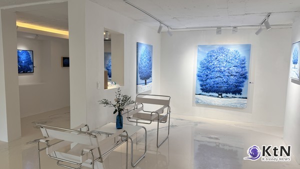 2026년 권예주 작가의 초대 개인전 《르 그랑 블루(Le Grand Bleu)》가 열린 서울 서래마을 스페이스 엘(Space L) 전시장 전경.  사진 제공=권예주 작가 / K trendy NEWS DB ⓒ케이 트렌디뉴스 무단전재 및 수집, 재배포금지
