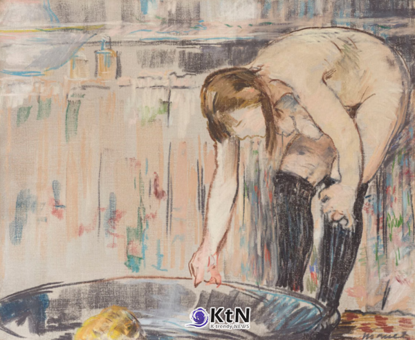 에두아르 마네(Édouard Manet), 'Femme au tub', 1878~79. 욕조 앞에 몸을 숙인 여성의 노출된 상체와 검은 스타킹을 강하게 대비시키며 고전적 누드와 다른 사적인 신체를 담았다. 느슨한 붓질과 잘려 있는 욕조, 감춰진 얼굴이 생활 속 한순간의 움직임을 강조한다. 사진=Christie's, K trendy NEWS DB ⓒ케이 트렌디뉴스 무단전재 및 수집, 재배포금지