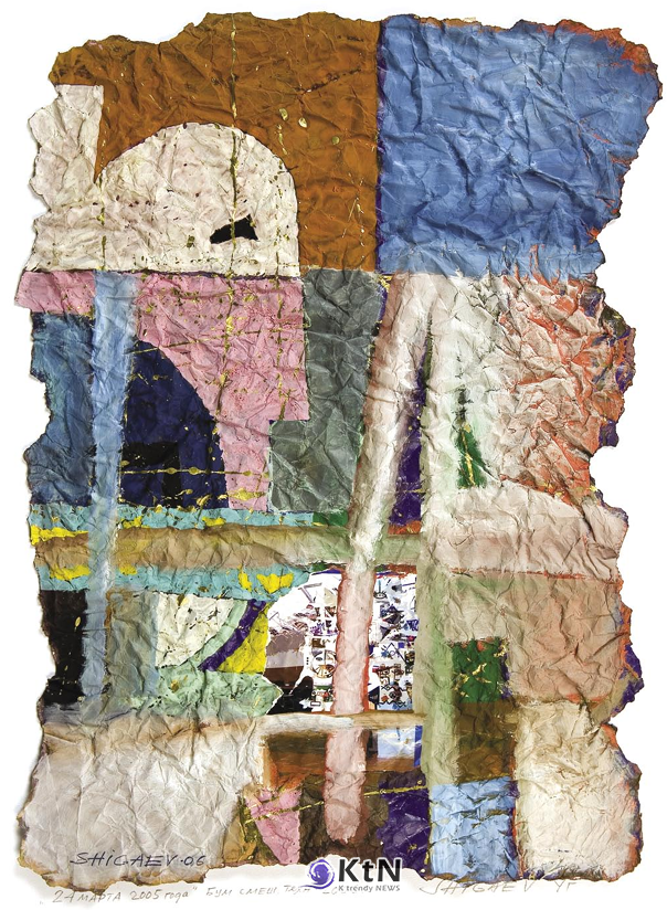 유리 스탄벡 쉬가예프(Yuristanbek Shygaev), ‘2005년 3월 24일(The 24th March, 2005)’, 2006, 종이에 혼합매체, 54×39㎝, 작가 소장.