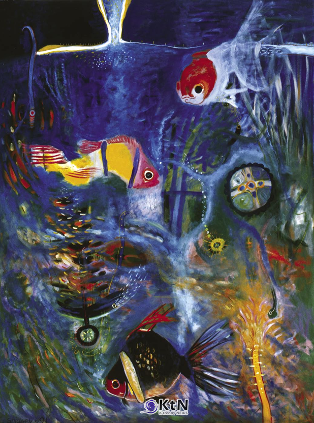 유리 스탄벡 쉬가예프(Yuristanbek Shygaev), ‘수중 세계(Undersea World)’, 1986, 캔버스에 유채, 220×180㎝, 키르기스알틴(Kyrgyzaltyn) 소장.