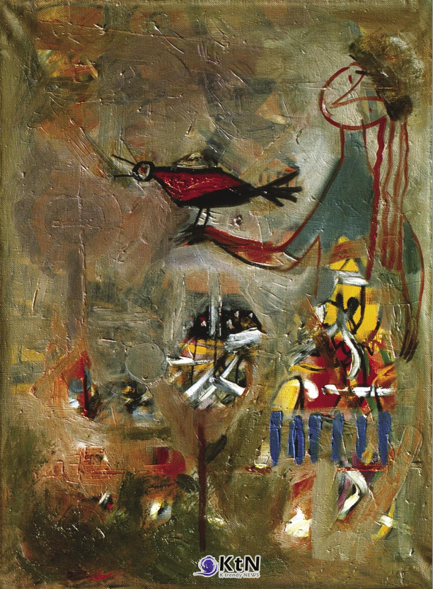 유리 스탄벡 쉬가예프(Yuristanbek Shygaev), ‘새와 소녀(Girl with Bird)’, 제작연도 미상, 캔버스에 유채, 80×60㎝, 기 드 마우저(Gui de Mauser) 컬렉션, 룩셈부르크.